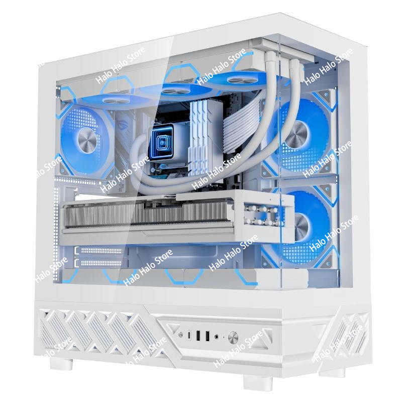Pc Gaming Liquid - ホワイトシービューATX PCケース強化ガラス360mm水冷対応ゲーミングコンピュータータワーシャーシ