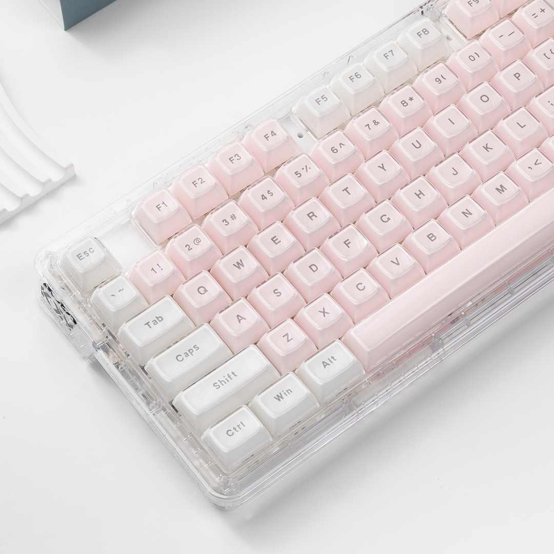 Pc Gaming Pink - クリスタル透明キーキャップ ピンクホワイト MDAプロファイル PCバックライト フルセット MXメカニカルキーボード用