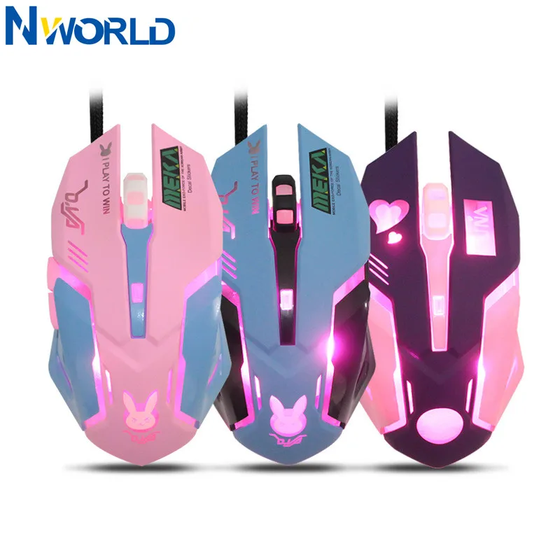 Pc Gaming Pink - OW 6ボタン ブリージングLEDバックライト ゲーミングマウス D.VA リーパー