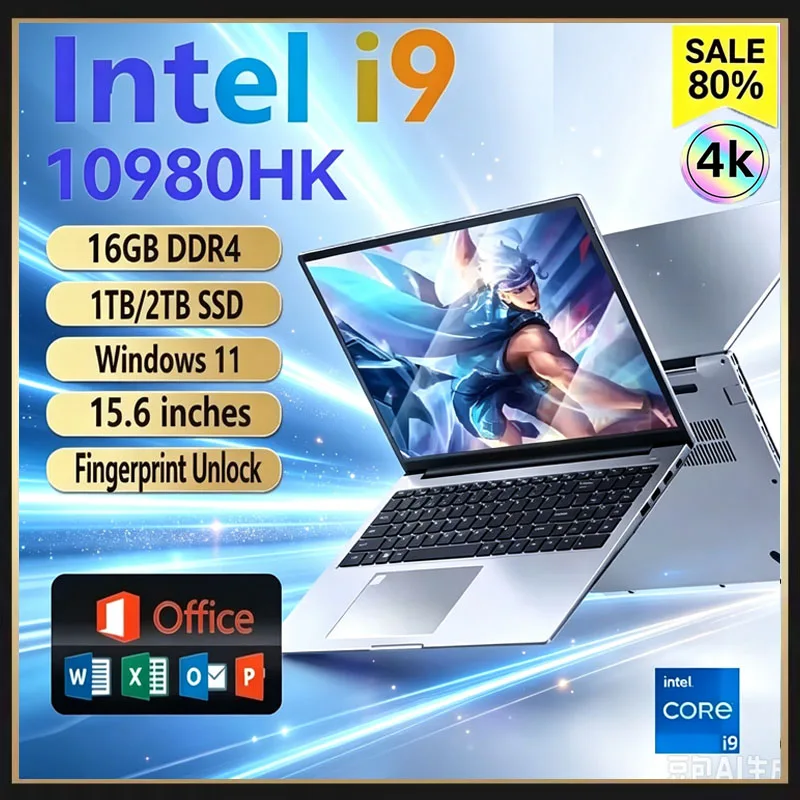Pc Gaming Intel - 15.6インチのポータブルノートパソコン。Intel Core i9-10980HKプロセッサー搭載。Windows 11 Pro。ゲーミングノートパソコン。16GB RAM、4Kディスプレイ、1TB/2TB