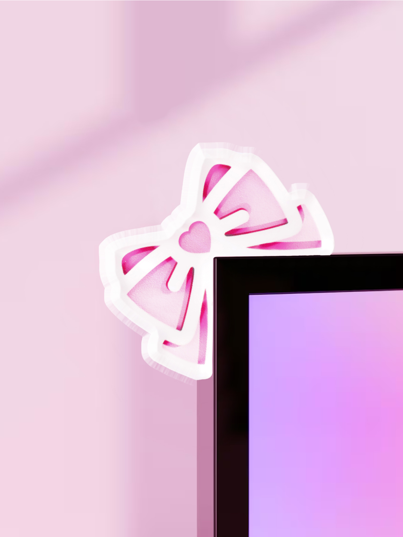 Pc Gaming Pink - かわいいリボンモニター装飾、ピンクのアクリル製リボン、PCアクセサリー、ゲーム環境、モニター、家庭用オフィス、ギフトに最適なキュートなデスクトップ装飾。