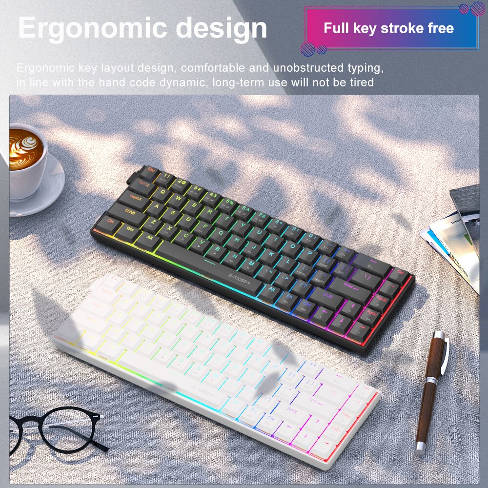 E-YOOSO a68 rgbミニスリムUSB有線機械式ゲー - Pc Gaming Pink のレビューと価格