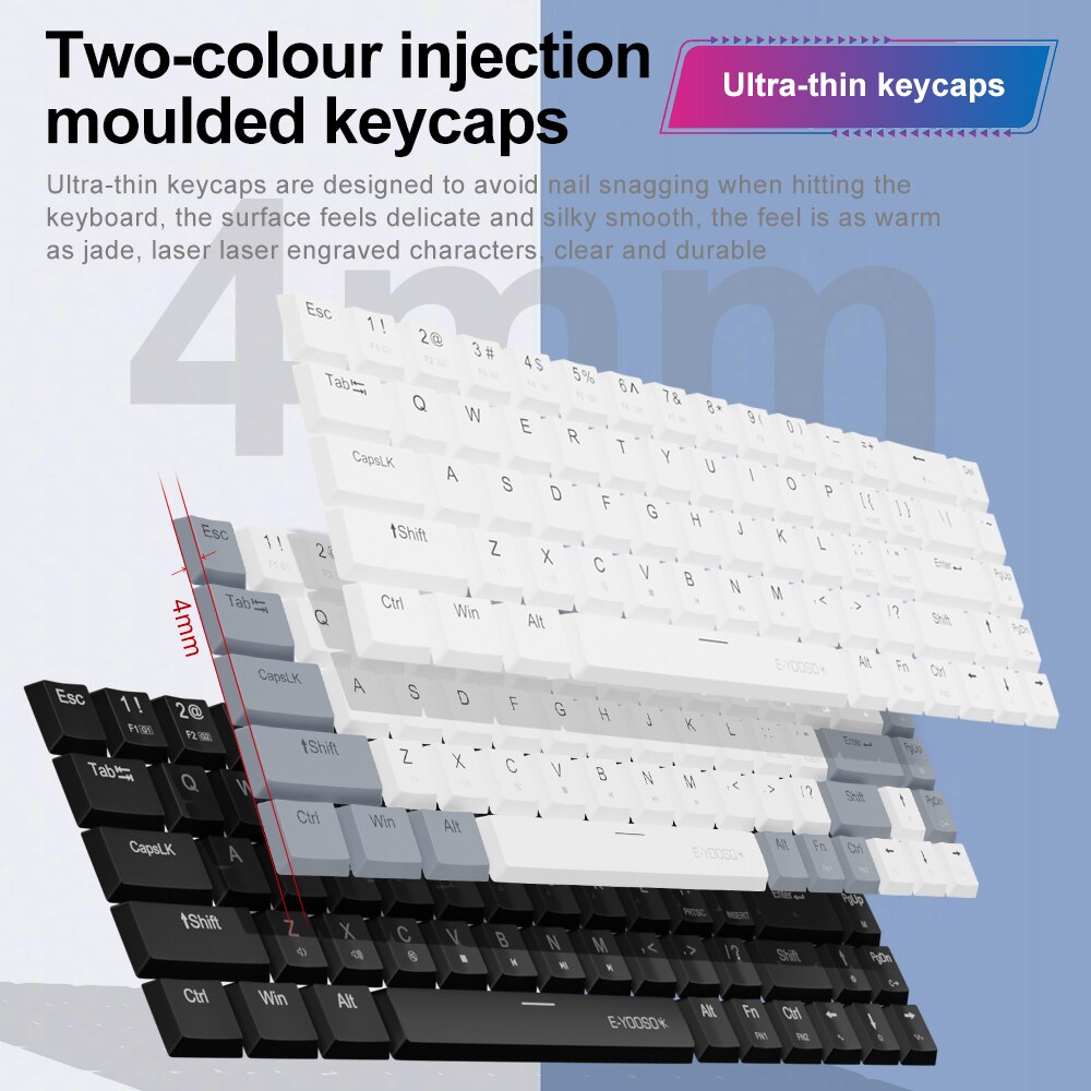 E-YOOSO a68 rgbミニスリムUSB有線機械式ゲー - Pc Gaming Pink のレビューと価格