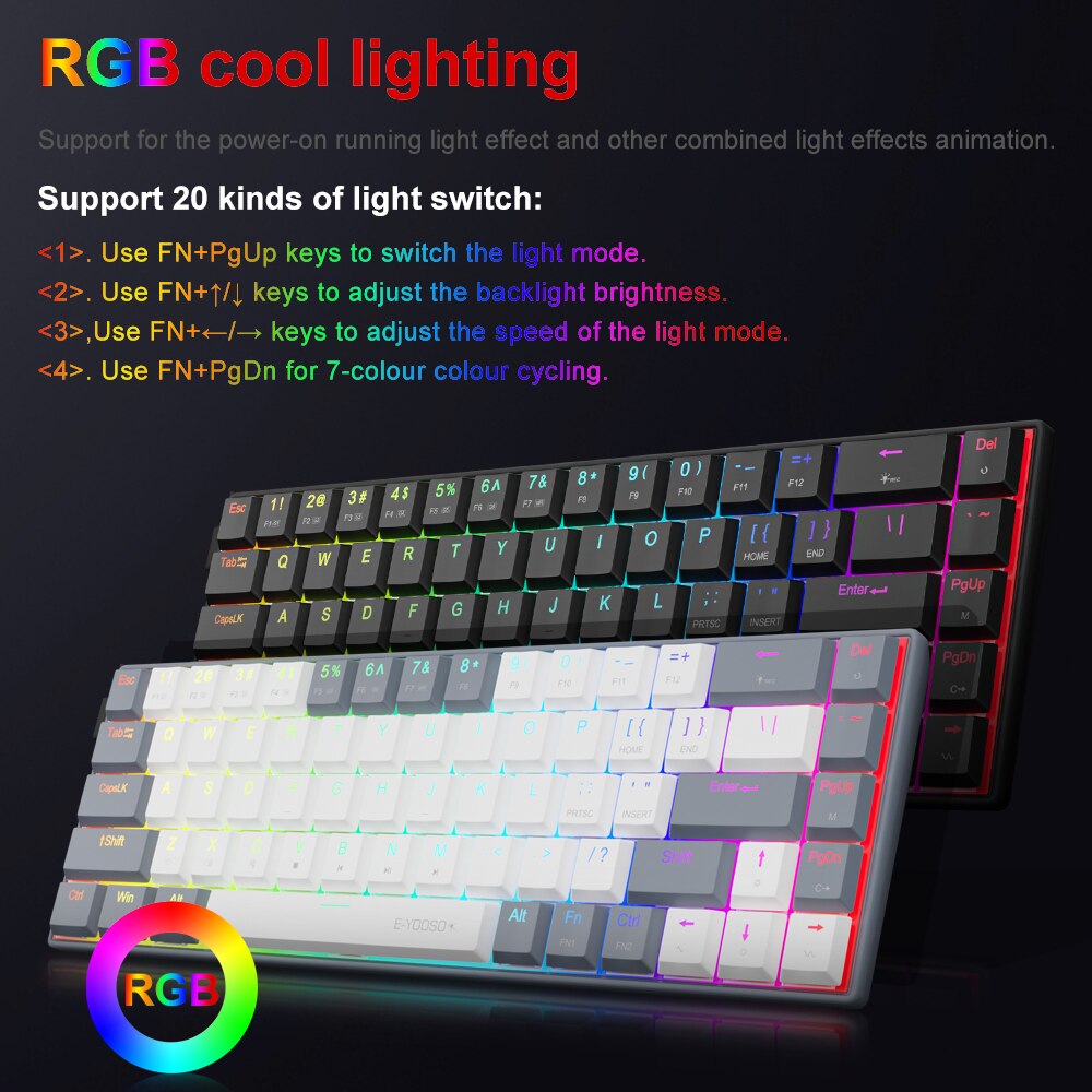 E-YOOSO a68 rgbミニスリムUSB有線機械式ゲー - Pc Gaming Pink のレビューと価格