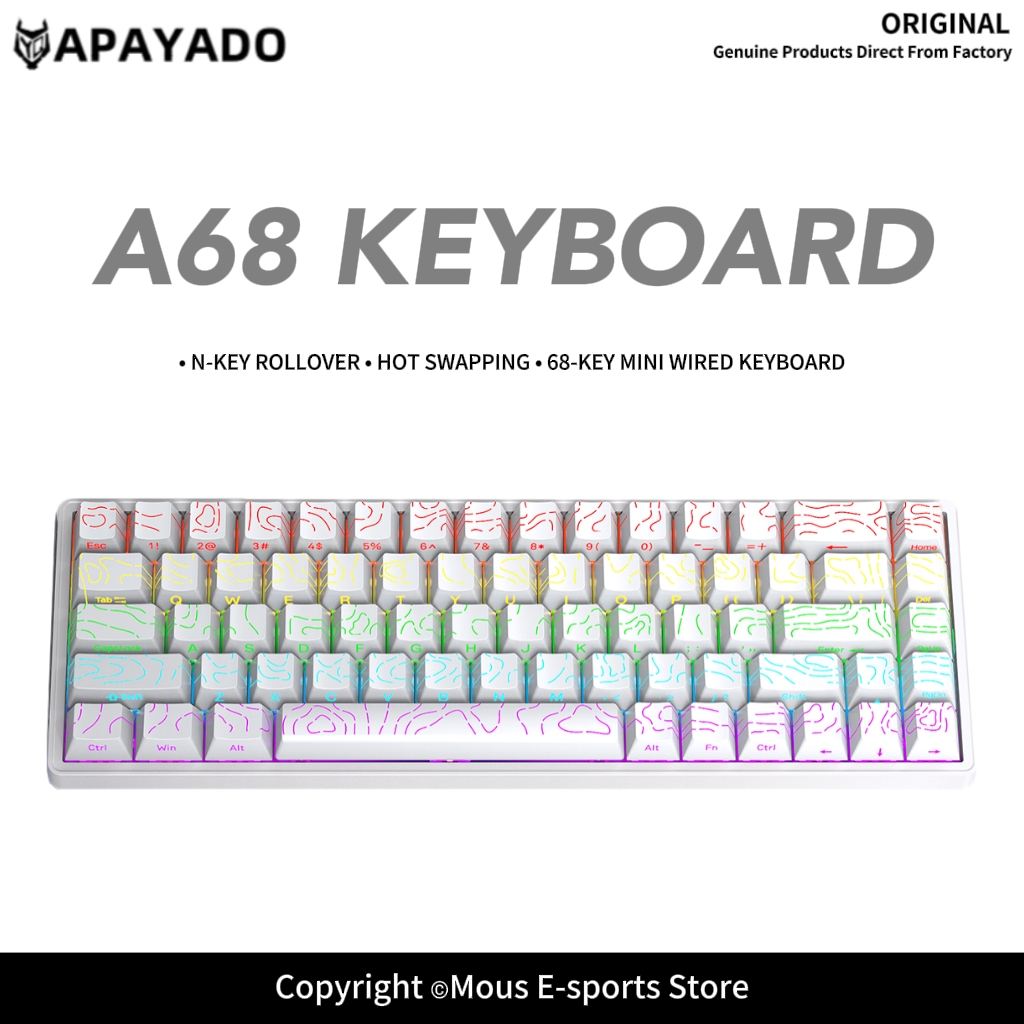 APAYADO A68 有線メカニカルキーボード ホットスワ - Pc Gaming Pink のレビューと価格