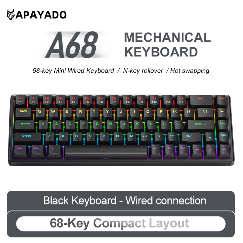 APAYADO A68 有線メカニカルキーボード ホットスワ - Pc Gaming Pink のレビューと価格