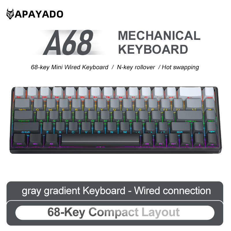 APAYADO A68 有線メカニカルキーボード ホットスワ - Pc Gaming Pink のレビューと価格